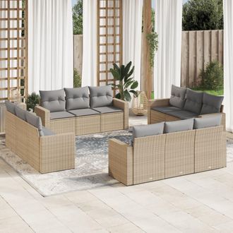 vidaXL Set De Sof&aacute;s De Jard&iacute;n 12 Pzas Y Cojines Rat&aacute;n Sint&eacute;tico Marr&oacute;n Vidaxl