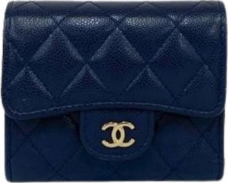 Chanel Pre-owned Leren Portemonnee - Dames - Vintage Accessoires - Blauw - ONE Size - Leer - Vintage