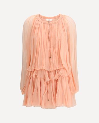 Chlo&eacute; Mini Dress with cape in silk muslin Female 38