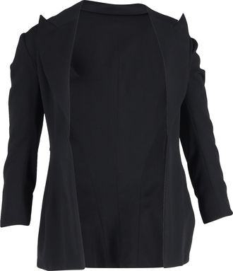 Yohji Yamamoto blazer met enkele rij knopen, gedetailleerde mouwen en details in zwarte wol