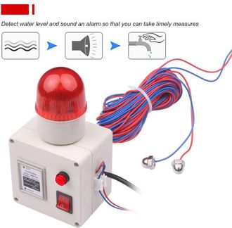Elle Detector De Inundaciones Con Alarma De 90 Db - Cable De 15 M Para Detecci&oacute;n De L&iacute;quidos - Alimentaci&oacute;n De 220 V Ca - Carcasa Robusta De Abs Y Acero In