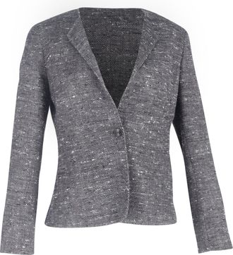 Max Mara Single-Breasted Tweed Blazer in Grey Wool
