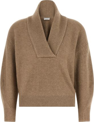 Brunello Cucinelli Beige Cashmere Womens Cardigan