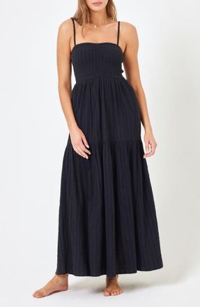 L*Space Mallorca Smocked Cover-Up Maxi Dress in Black at Nordstrom, Size X-Small