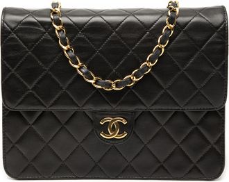 Chanel Pre-owned Womens Small Cc Quilted Lambskin Single Flap - Black Leather - One Size