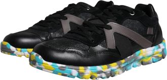 Dolce & Gabbana Black Polyester Low Top Men Sneakers Shoes Calf Pvc Lamb