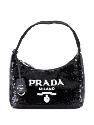 Prada Re-Edition 2000 Sequins Mini hobo bag - Zwart