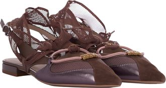Pinko Womens Ballerina Gianira Brown Leather Shoe