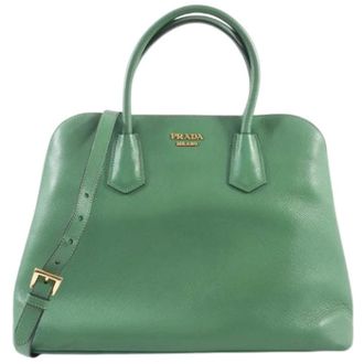 Prada Pre-owned Handbags, female, Green, Size: ONE SIZE Pre-owned Saffiano Handbag