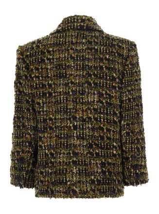 Saint Laurent Womens Single-Breasted Wool Jacket Green Blazers
