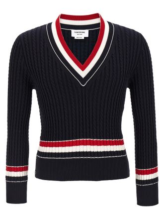 Thom Browne Mens Rwb Intarsia Sweater