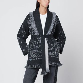 Alanui Dark Grey Bandana Jacquard Cardigan