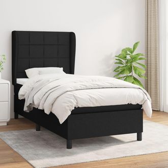 vidaXL Cama Box Spring Con Colch&oacute;n Tela Negro 80x200 Cm Vidaxl