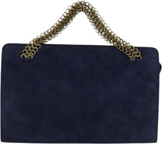 Prada Pre-owned Clutches, female, Blue, Size: ONE SIZE Pre-owned Suede Clutch