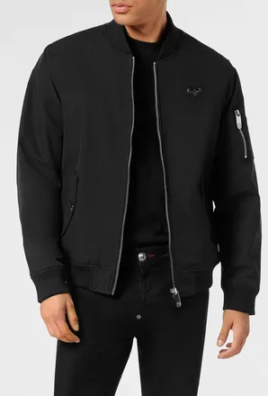 Philipp Plein Bomber in tessuto tecnico con logo a contrasto e chiusura a zip