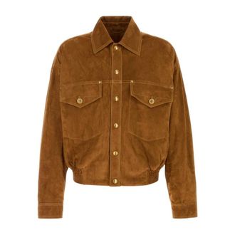 Versace Jassen, Heren, Bruin, L, Leer, Blouson Le