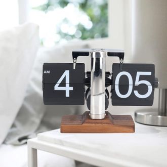 Infinite Reloj De Mesa Autom&aacute;tico Vintage Con Mecanismo Plegable - Movimiento De 12 Horas - Esfera Digital De Acero Inoxidable Y Pvc Con Soporte De Madera De N