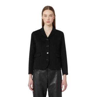 Max Mara Blazers, female, Black, Size: XS Single-breasted double-faced wool jacket