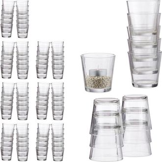 Relaxdays Relaxdays - Pack de 96 Vasos Vela, Para Velas de Té o Postres, Set Portavelas, Decorativo, Cristal, 7,5 cm ø, Transparente