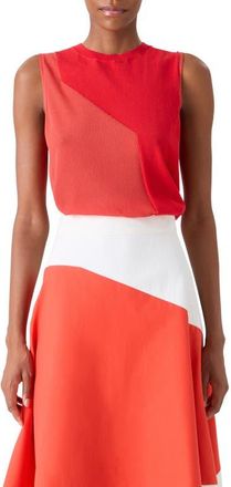 Akris High Plains Colorblock Cotton & Silk Blend Sweater Tank in Vermillion at Nordstrom, Size 12