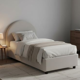 Dmora Dmora - Cama Individual Dduart, Cama Contenedor Con Tapizado En Ecopiel, 100% Made In Italy, Apertura Frontal, Adecuado Para Colch&oacute;n 80x190 Cm, Blanco