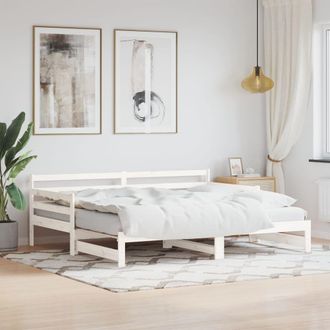 Berkfield Home Daybed with Trundle White 90x200 cm Solid Wood Pine