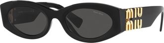 Miu Miu Black Oval Ladies Sunglasses MU 11WS 1AB5S0 54
