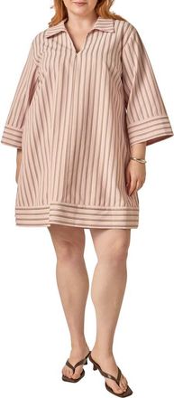 English Factory Striped Collared Shift Dress in Light Pink/brown at Nordstrom, Size 2X
