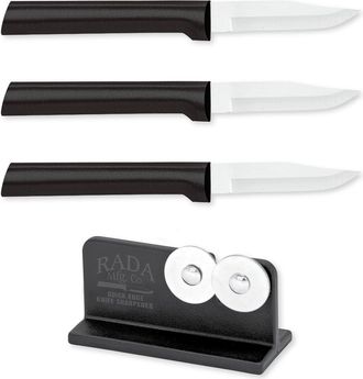 Rada Cutlery 2.5-Inch Peeling Paring Knife Set of 3 & Quick Edge Knife Sharpener