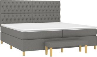 vidaXL Cama Box Spring Con Colch&oacute;n Tela Gris Oscuro 200x200 Cm Vidaxl