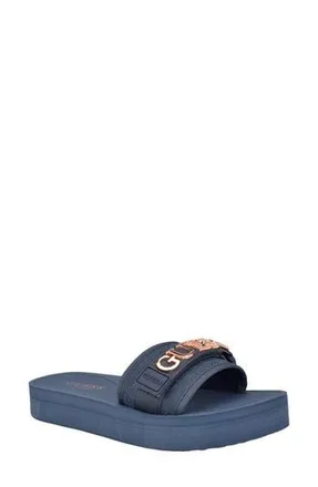 Guess Peers Slide Sandal in Light Gray/Blue at Nordstrom Rack, Size 10