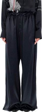 Ferragamo Womens Satin Pijama Pants - Black viscose - Size EU 36 (Womens)