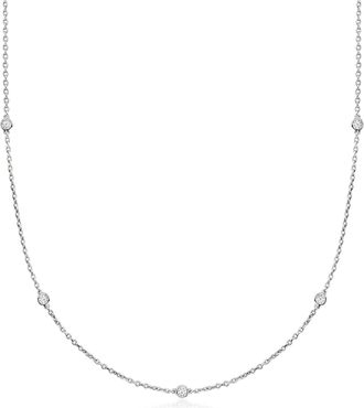 Ross-Simons Lab-Grown Diamond Station Necklace in Sterling Silver