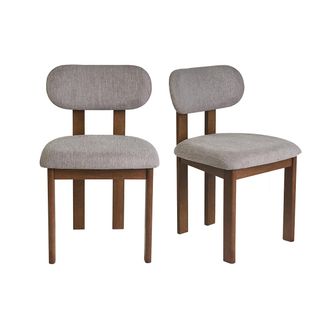 Miliboo Sillas De Tela Efecto Terciopelo Texturizado Gris Y Madera Nogal Oscura (lote De 2) Normi