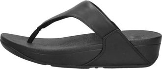 FitFlop Lulu Leather Toe-Post Sandal - Dames - Slippers - Zwart - 39 EU - Leer - Schoenen