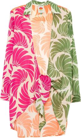 Farm Rio Jurk met gestrikte voorkant en bloemenprint - Beige