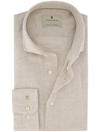 Thomas Maine overhemd linnen lichtbeige