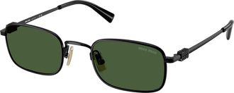 Miu Miu Dark Green Rectangular Ladies Sunglasses MU A53S 1AB1I0 49