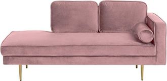 Beliani Beliani - Chaise longue tapizado en terciopelo rosa versión derecha patas de metal diseño moderno Miramas