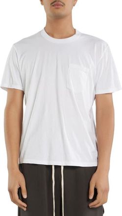 Les Tien Lightweight Binded Neck Classic Pocket Tee in White at Nordstrom, Size Xx-Large