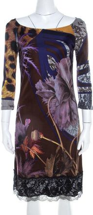 Roberto Cavalli Multicolor Jersey Printed Midi Dress
