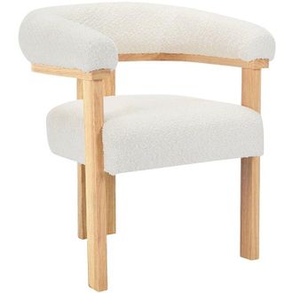 Vente-Unique Pascal Morabito - Sedia con braccioli in Tessuto bouclette e Legno di hevea Bianco e Naturale - livelia di