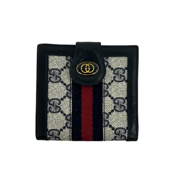 Gucci Navy Red Color Pvc Leather Wallet (Bi-Fold) (Pre-Owned)