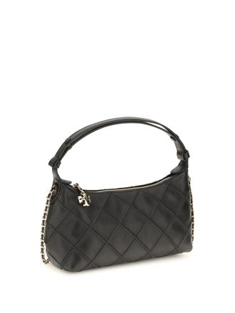 Tory Burch Womens Fleming Clutch Black Lamb Ovis Aries Clutches