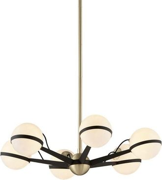 Hudson Valley Lighting Ace 6 Light Chandelier Textured Bronze Brushed Brass, Glass