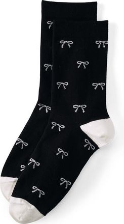 Lands End 1-Pack Novelty Crew Socks in Black Ivory Bow at Nordstrom
