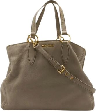 Miu Miu Pre-owned Handbags, female, Brown, Size: ONE SIZE Pre-owned Leather Shoulder Bag