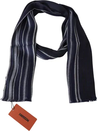 Missoni Mens Multicolor Wool Striped Unisex Wrap Fringes Shawl Silk Accessory