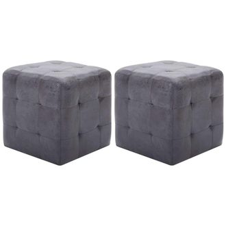 vidaXL Vidaxl - Mesitas De Noche 2 Uds Piel De Ante Artificial Gris 30x30x30cm