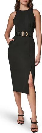 DKNY Sleeveless Belted Sheath Dress in Black at Nordstrom, Size 14